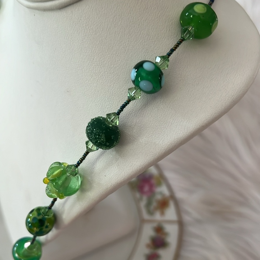 Glass Bead and Sterling Necklace - Picture 6 of 10